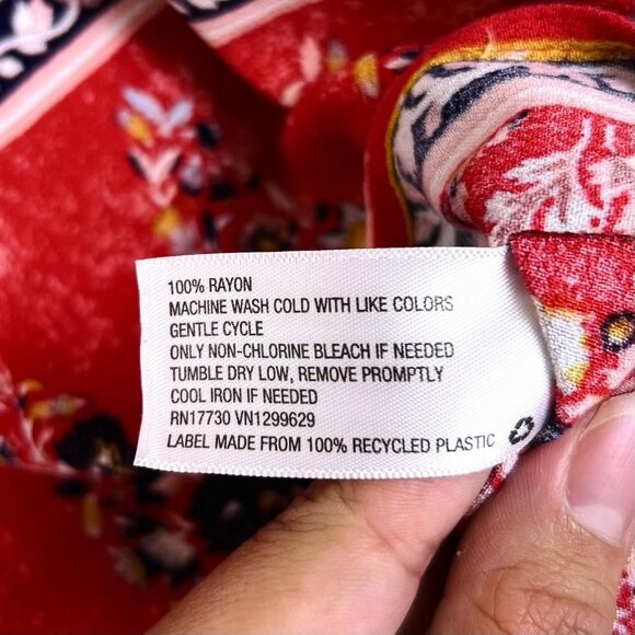 Knox Rose Womens XL Red Floral Blouse Shirt Short Sleeve Flowercore Boho - Picture 5 of 8